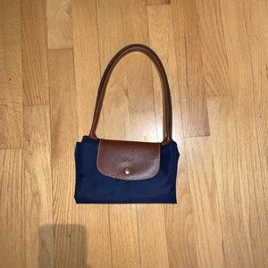 Small Navy Longchamp Le Pliage tote